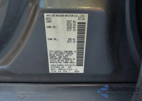 2016 Nissan Altima 2.5 from USA, damaged, VIN 1N4AL3AP6GC267635